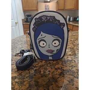 NWT Horror Movies Crossbody Bag, Emily the Corpse Bride Face Appliq.Buckle-Down